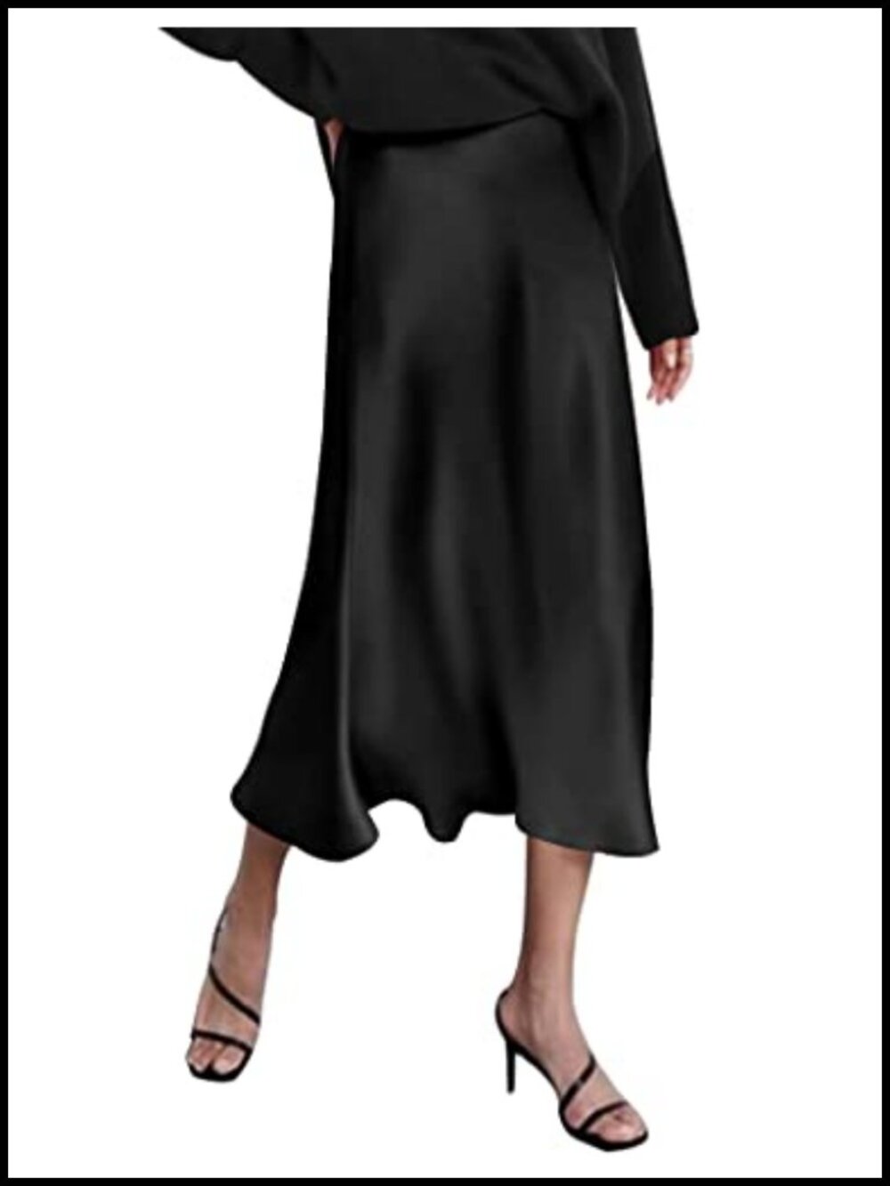 High Waist Satin Midi Skirt Pleated A-Line Women's Casual Elegant